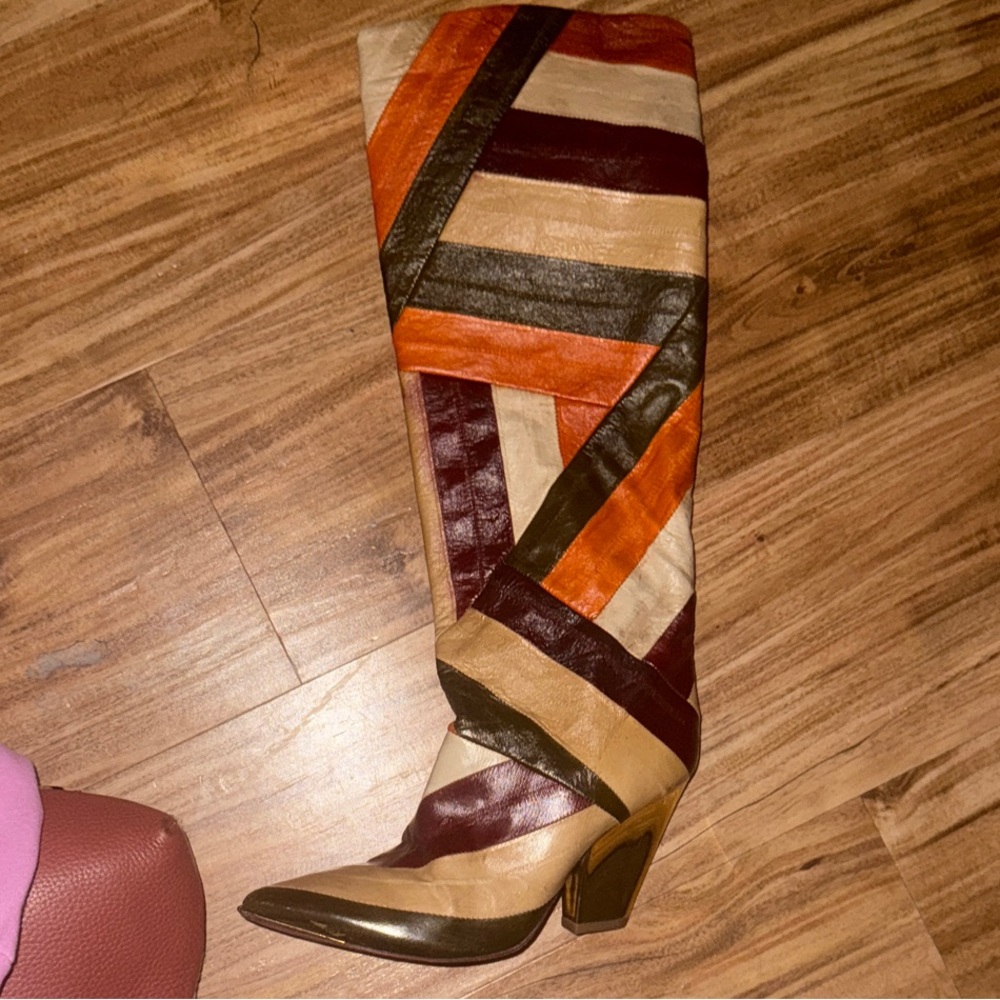 Tory Burch Colorful Patchwork Heeled Boots